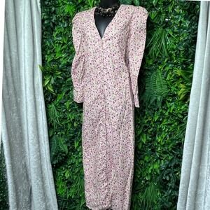 Tuckernuck Hyacinth House‎ Dress Medium Floral Maxi Puff Sleeve Prairie 3283